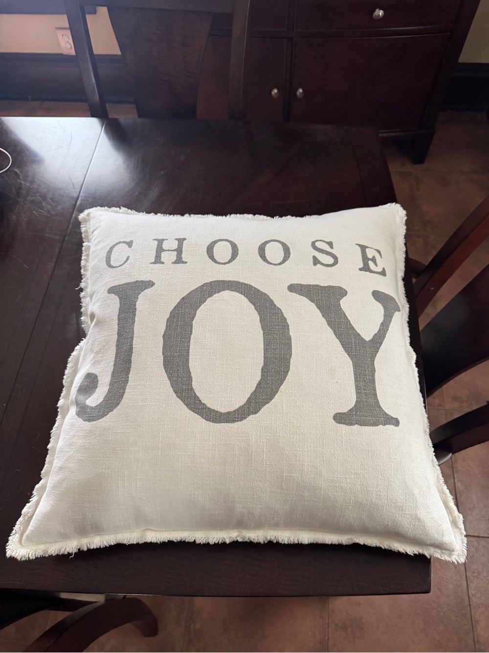 28” Square Choose Joy Neutral Decorative Throw Pillow - Cream with Gray Text